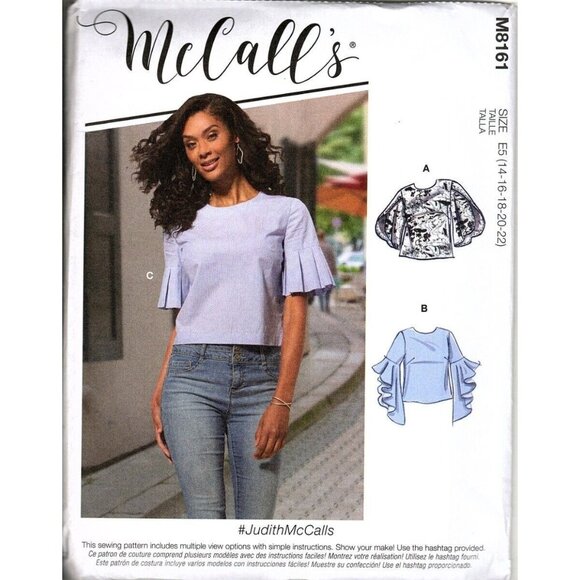 McCall's M8161 Misses 14 to 22 Tops With Sleeve Variations Sewing Pattern New - Picture 1 of 2